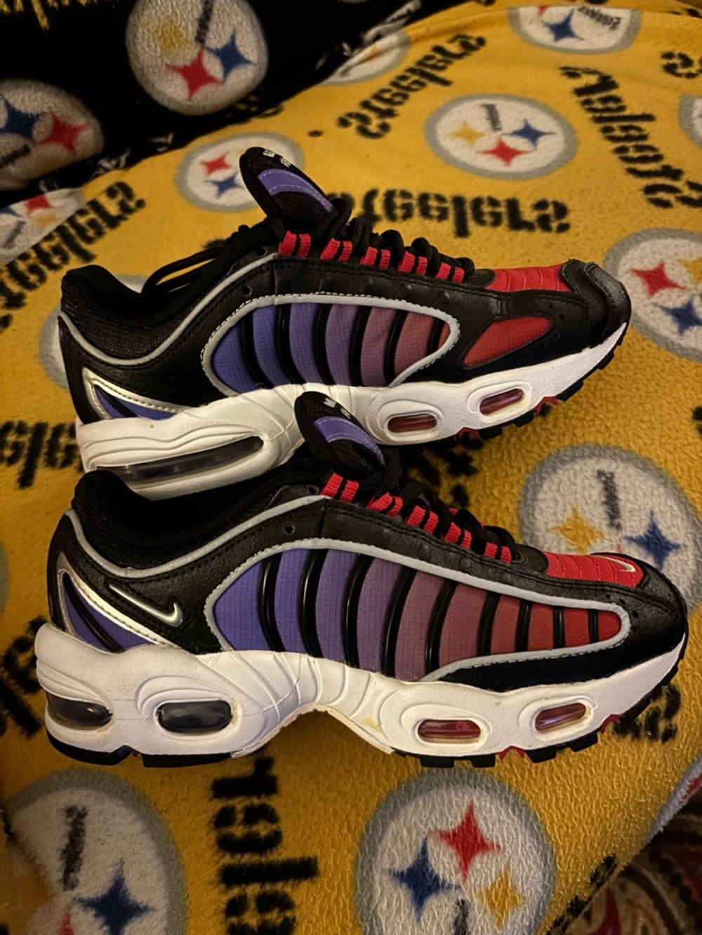 Nike Black with Purple-to-Red Gradient Air Max Tuned Sneakers